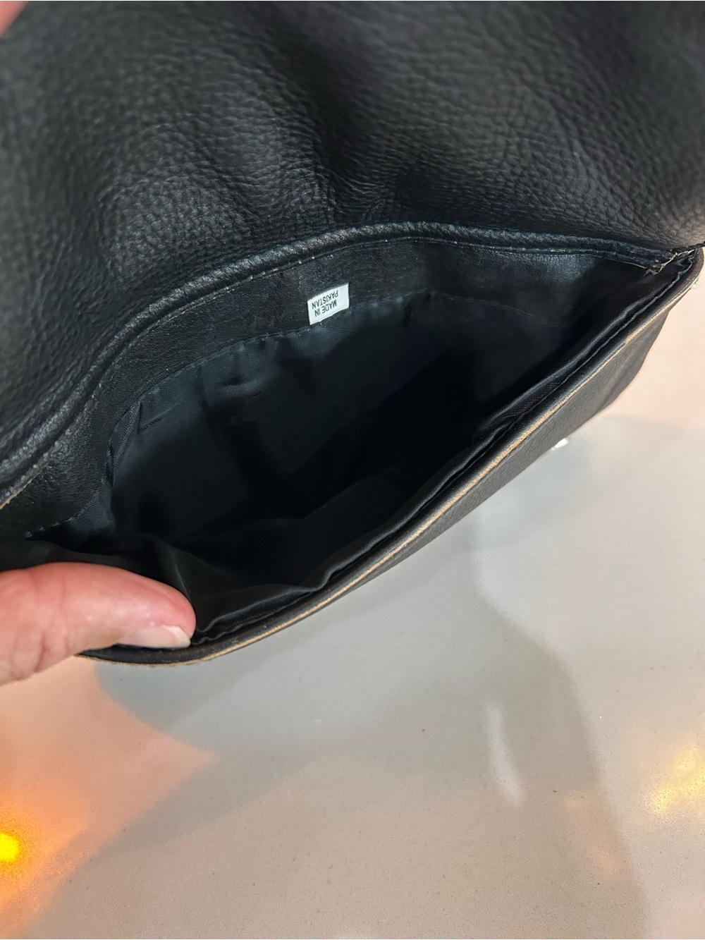 Black Leather Studded Crossbody Bag with Adjustable Strap - Picture 4 of 7